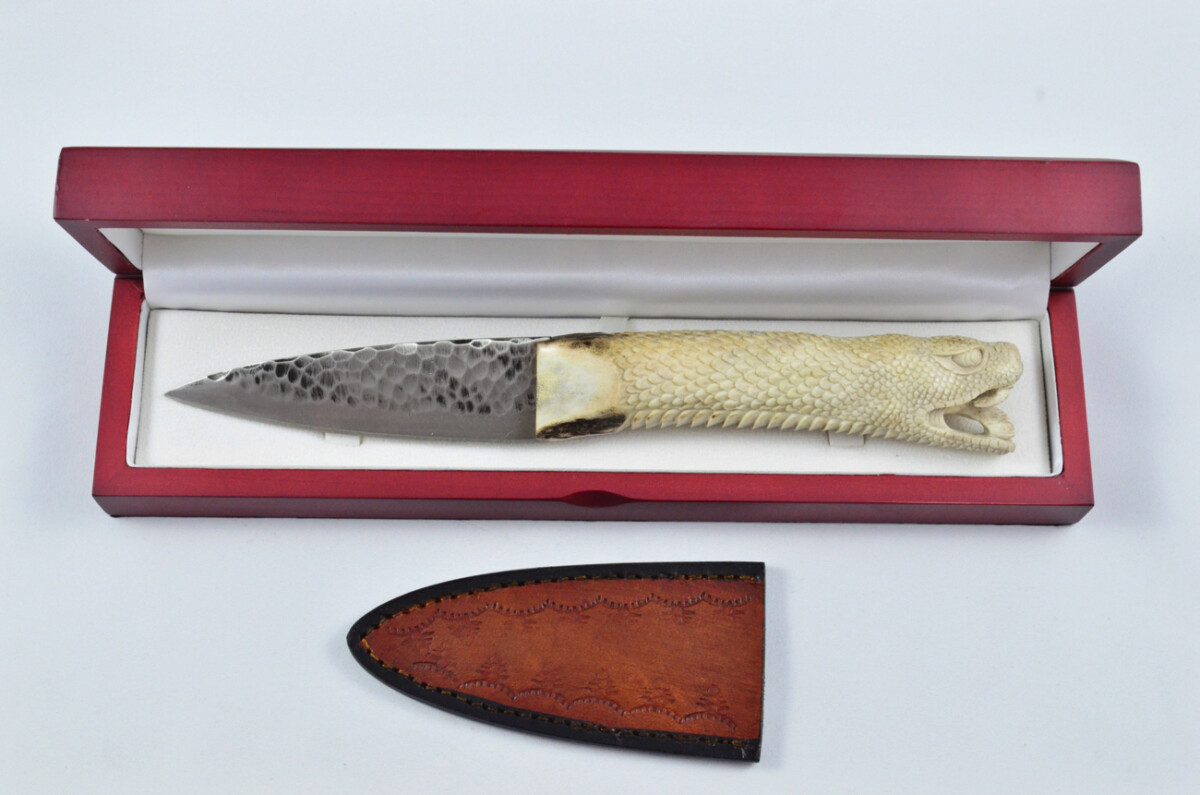 Amazing Bespoke Hand Carved Python Stag Horn Antler Handle Sgian Dubh Hand Forged Blade Sheffield England - Image 2