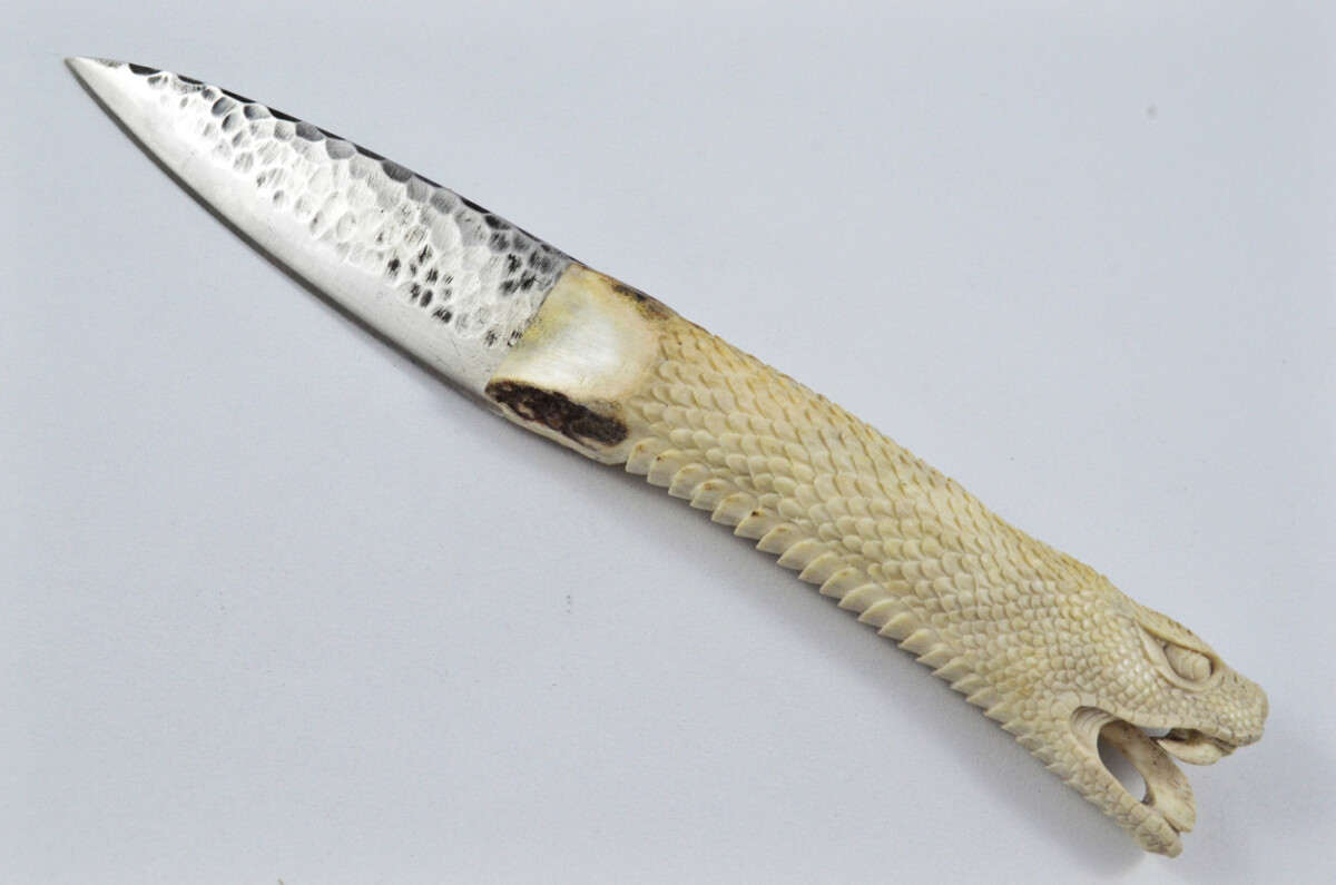 Amazing Bespoke Hand Carved Python Stag Horn Antler Handle Sgian Dubh Hand Forged Blade Sheffield England - Image 4
