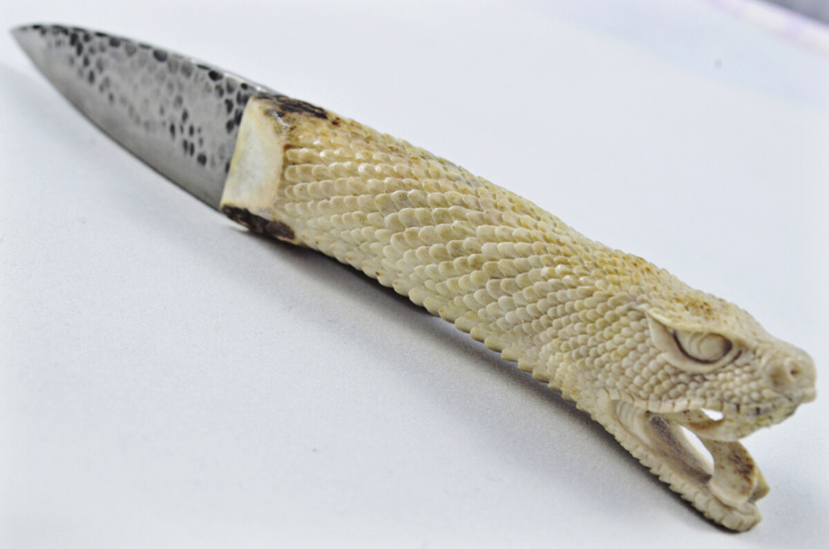 Amazing Bespoke Hand Carved Python Stag Horn Antler Handle Sgian Dubh Hand Forged Blade Sheffield England - Image 5