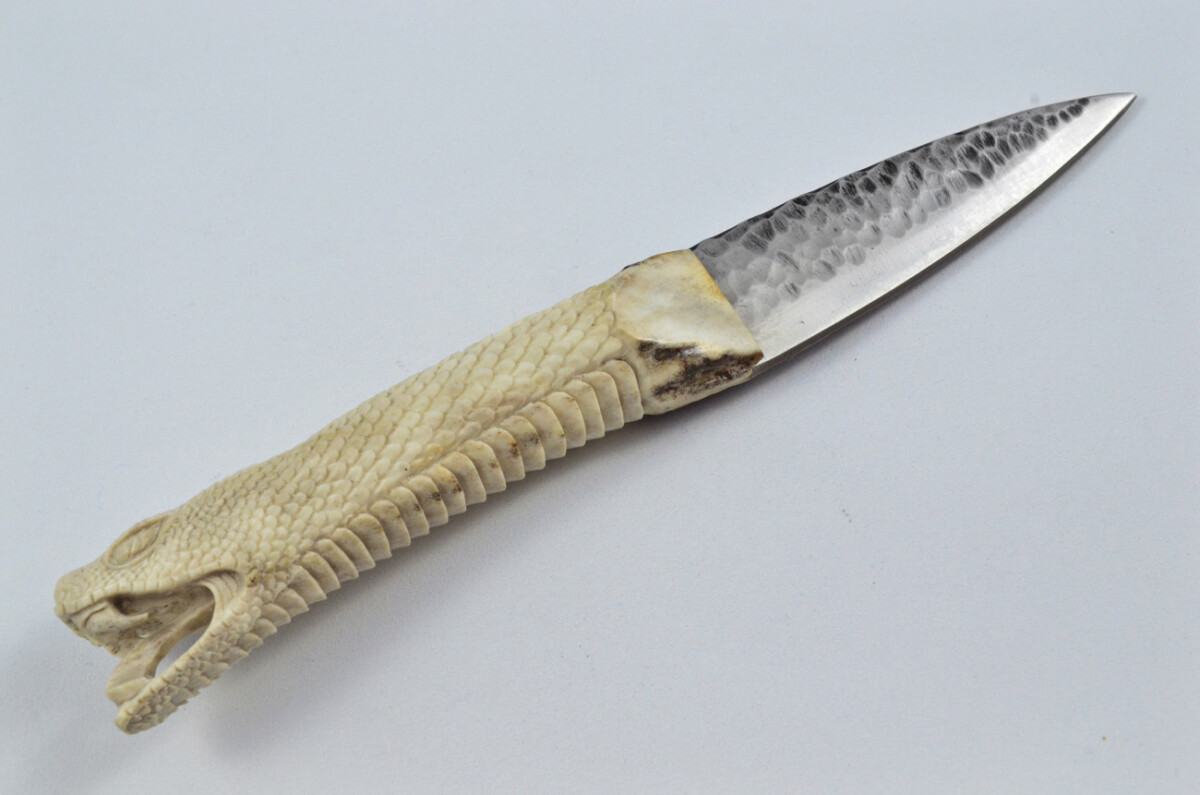 Amazing Bespoke Hand Carved Python Stag Horn Antler Handle Sgian Dubh Hand Forged Blade Sheffield England - Image 7