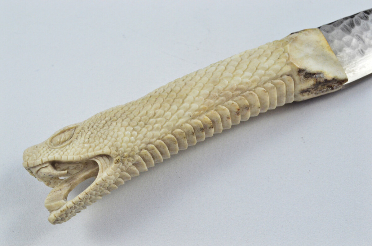 Amazing Bespoke Hand Carved Python Stag Horn Antler Handle Sgian Dubh Hand Forged Blade Sheffield England - Image 9