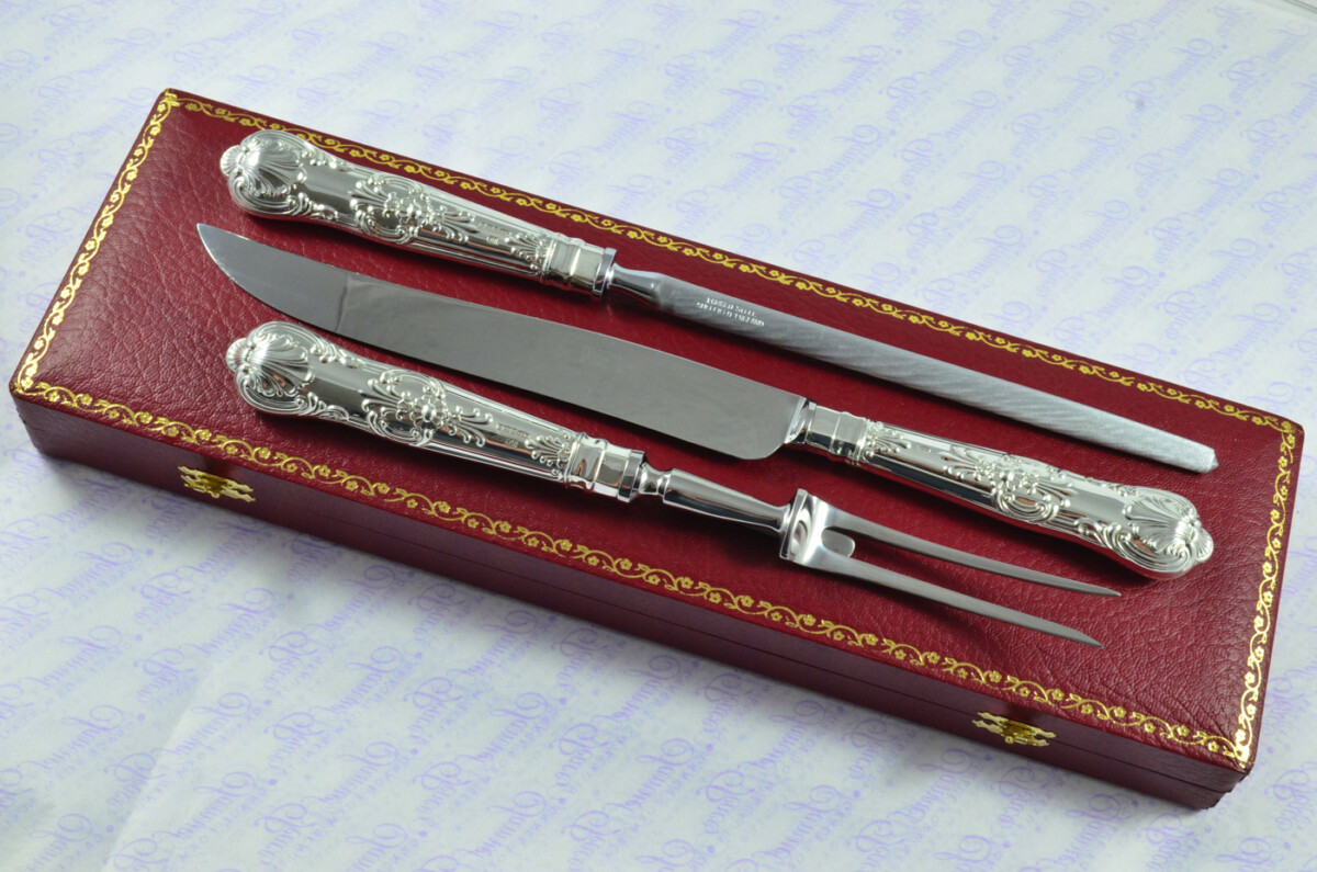 Brand New United Cutlers Sterling Silver Handled 3 Piece Carving Set Queens Pattern 1999 - Image 11