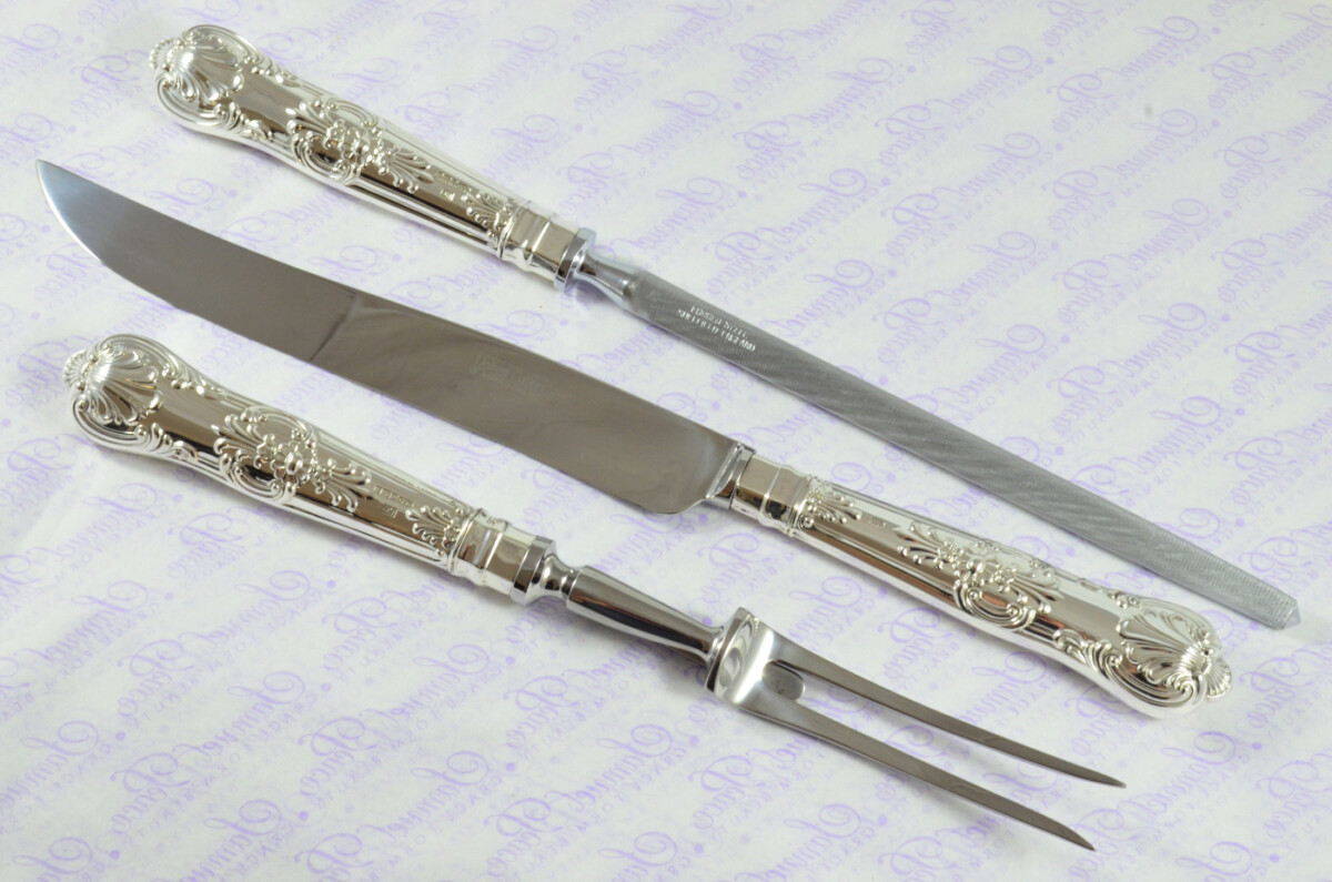 Brand New United Cutlers Sterling Silver Handled 3 Piece Carving Set Queens Pattern 1999 - Image 10