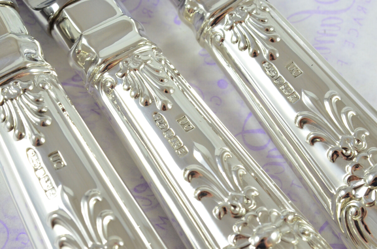 Brand New United Cutlers Sterling Silver Handled 3 Piece Carving Set Queens Pattern 1999 - Image 4