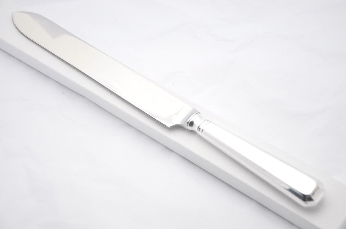 Grecian Pattern Silver Plated Wedding Cake Knife Gift Boxed