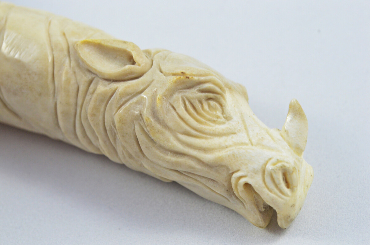 Amazing Bespoke Hand Carved Rhino Stag Horn Antler Handle Sgian Dubh Damascus Blade Sheffield England - Image 10
