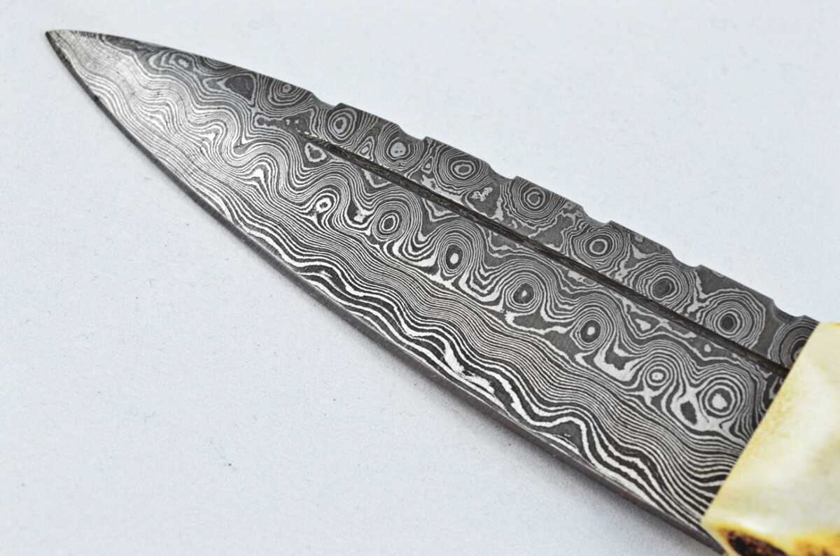 Amazing Bespoke Hand Carved Rhino Stag Horn Antler Handle Sgian Dubh Damascus Blade Sheffield England - Image 11
