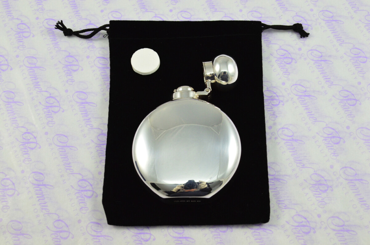 Sterling Silver Round Hip Flask 2oz Bayonet Top Hallmarked 2022 - Image 2