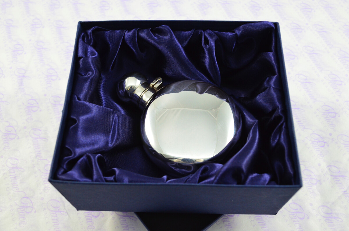Sterling Silver Round Hip Flask 2oz Bayonet Top Hallmarked 2022 - Image 5