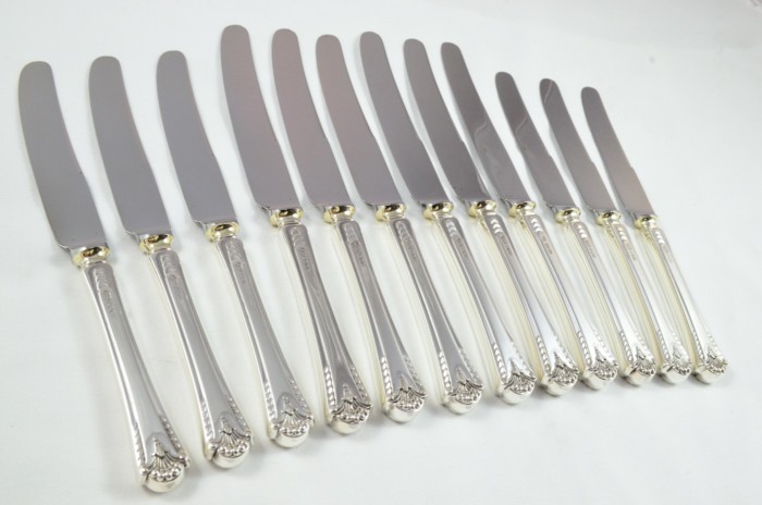 1972 Sterling Silver Royal Prince Pattern Sheffield 6 Dinner & 6 Dessert Knives Robert Pringle - Image 5