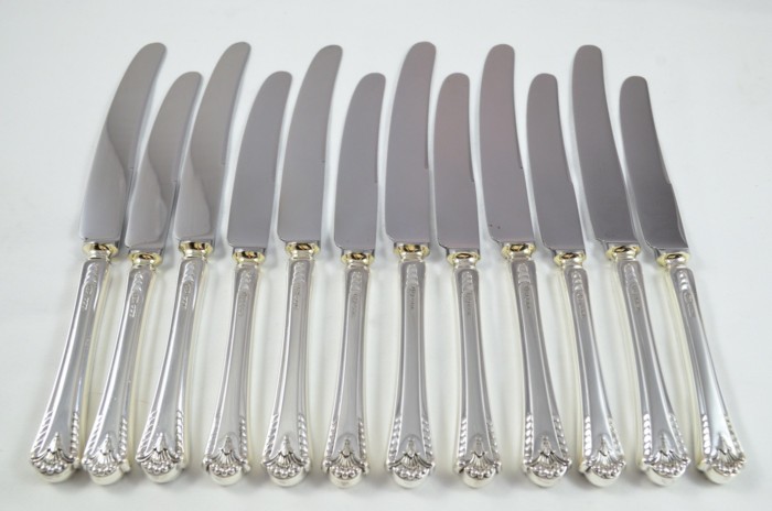 1972 Sterling Silver Royal Prince Pattern Sheffield 6 Dinner & 6 Dessert Knives Robert Pringle