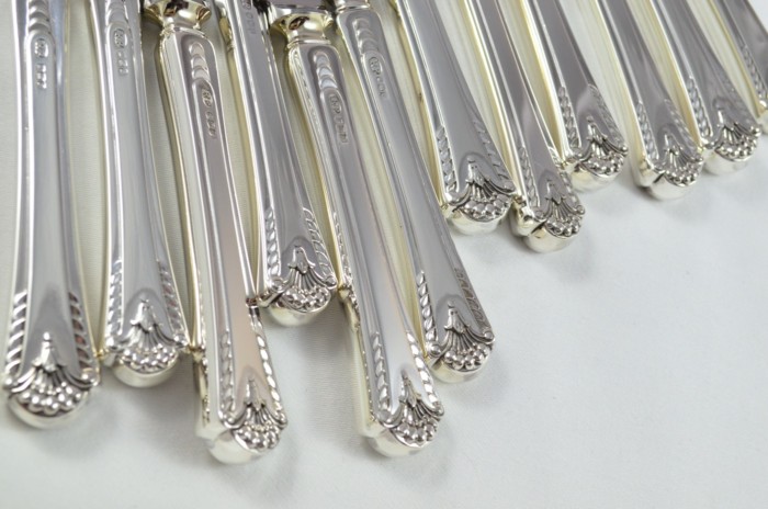 1972 Sterling Silver Royal Prince Pattern Sheffield 6 Dinner & 6 Dessert Knives Robert Pringle - Image 2