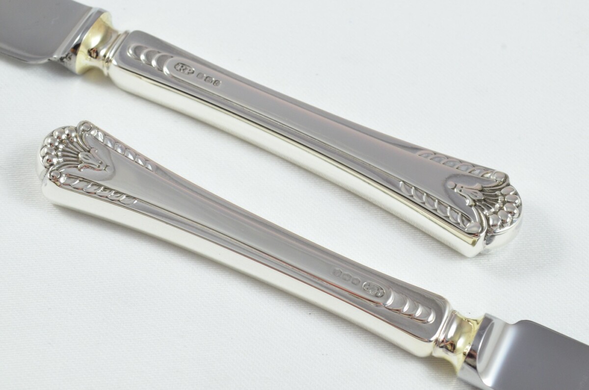 1972 Sterling Silver Royal Prince Pattern Sheffield 6 Dinner & 6 Dessert Knives Robert Pringle - Image 7