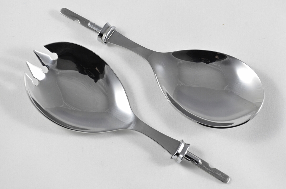 Stamped Sheffield Made Stainless Steel Salad Servers with Bolster