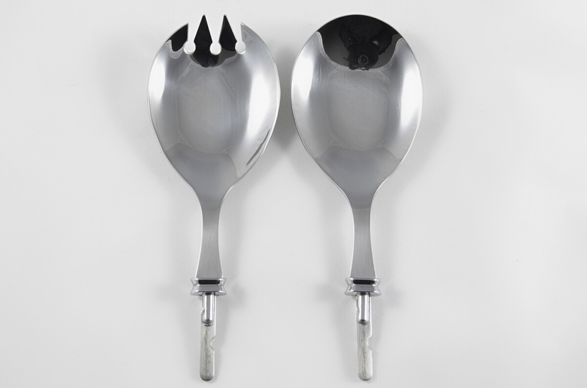 Stamped Sheffield Made Stainless Steel Salad Servers with Bolster - Image 2