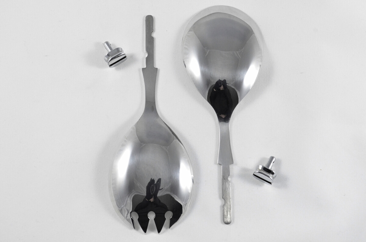 Stamped Sheffield Made Stainless Steel Salad Servers with Bolster - Image 3