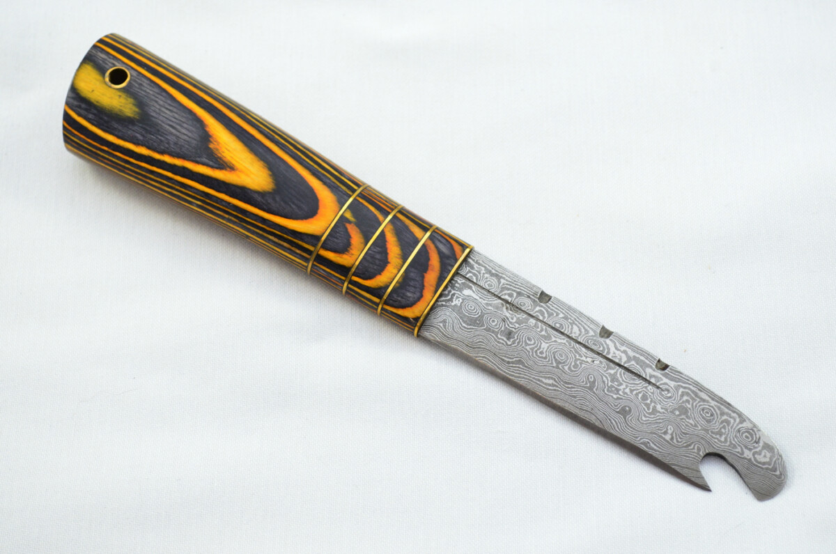 New Fantastic Genuine Laminate Handle Sgian Dubh Bottle Opener Damascus Steel Made in Sheffield England - Image 5