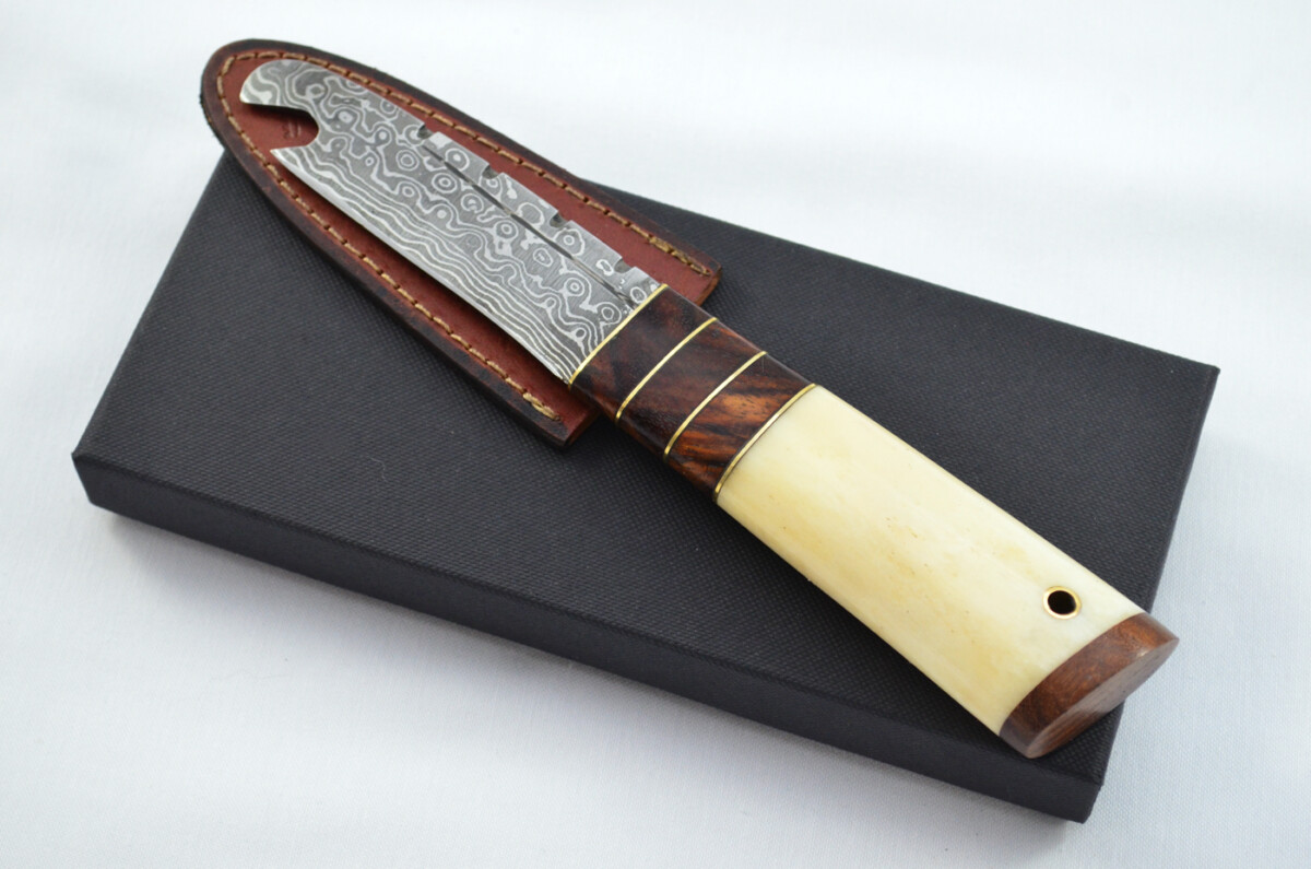 New Fantastic Genuine Laminate Handle Sgian Dubh Bottle Opener Damascus Steel Made in Sheffield England