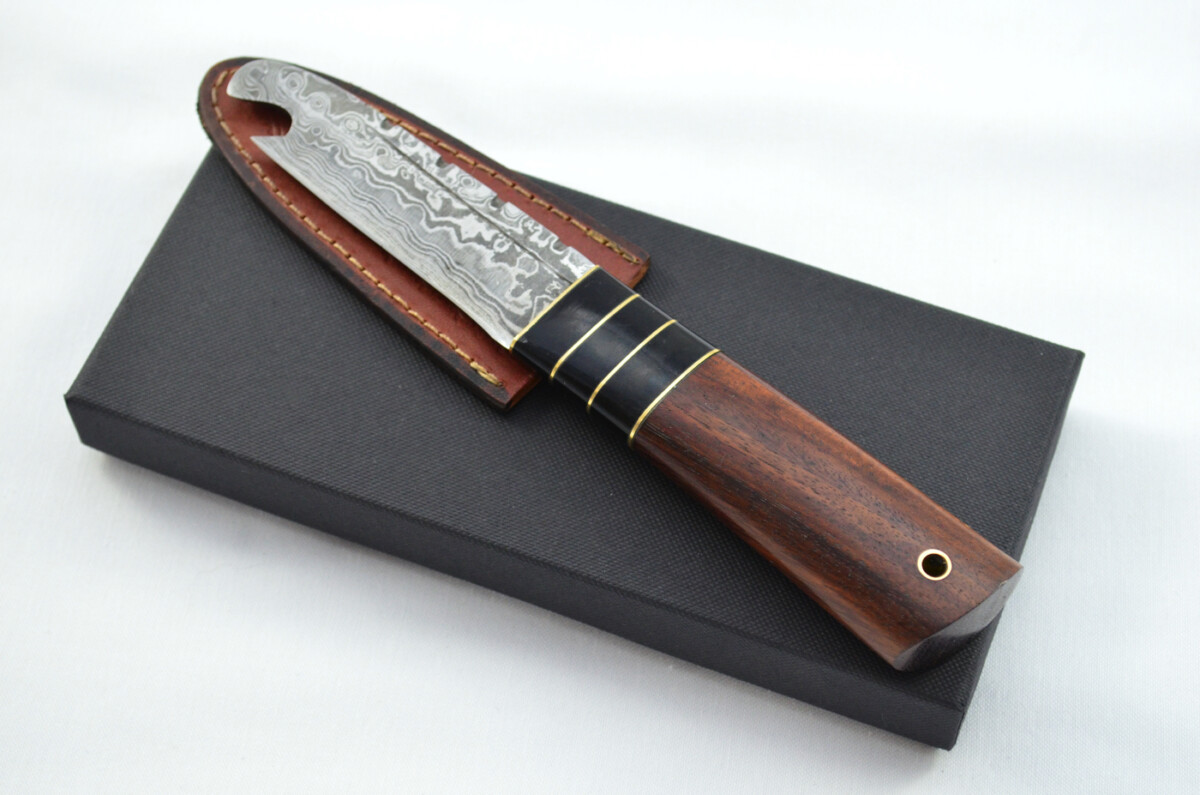 New Fantastic Genuine Laminate Handle Sgian Dubh Bottle Opener Damascus Steel Made in Sheffield England