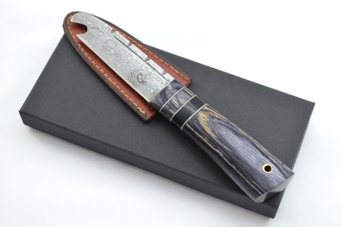New Fantastic Genuine Laminate Handle Sgian Dubh Bottle Opener Damascus Steel Made in Sheffield England