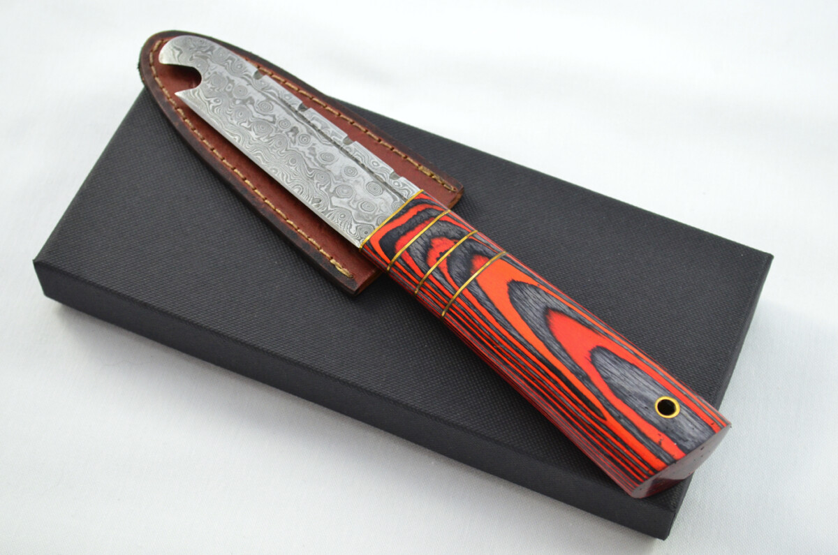 New Fantastic Genuine Laminate Handle Sgian Dubh Bottle Opener Damascus Steel Made in Sheffield England