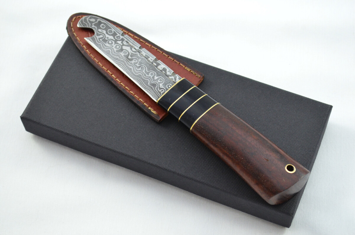 New Fantastic Genuine Laminate Handle Sgian Dubh Bottle Opener Damascus Steel Made in Sheffield England