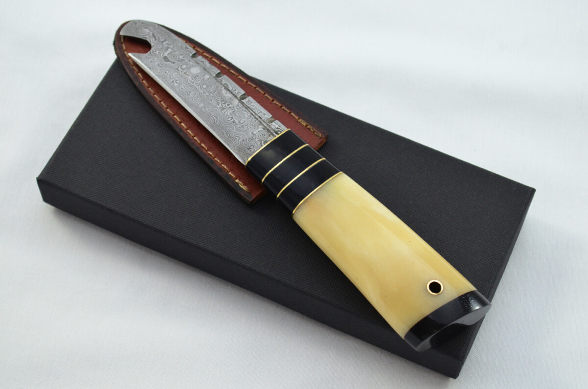 New Fantastic Genuine Laminate Handle Sgian Dubh Bottle Opener Damascus Steel Made in Sheffield England