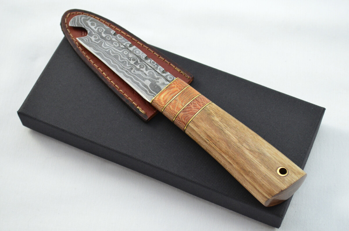 New Fantastic Genuine Laminate Handle Sgian Dubh Bottle Opener Damascus Steel Made in Sheffield England