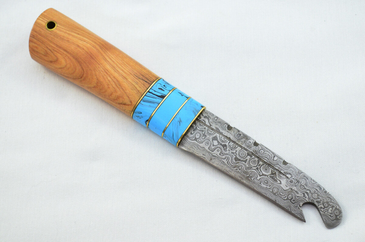 New Fantastic Genuine Laminate Handle Sgian Dubh Bottle Opener Damascus Steel Made in Sheffield England - Image 2