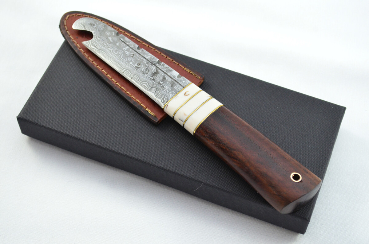 New Fantastic Genuine Laminate Handle Sgian Dubh Bottle Opener Damascus Steel Made in Sheffield England