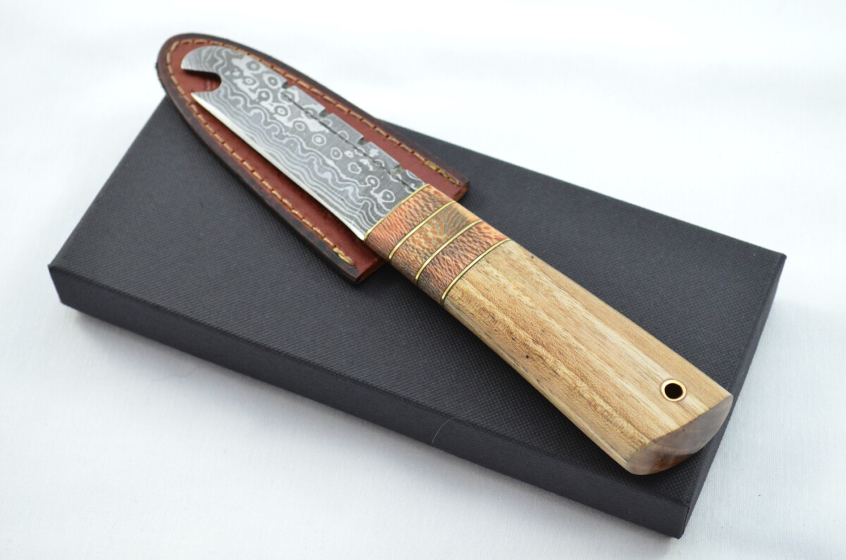 New Fantastic Genuine Laminate Handle Sgian Dubh Bottle Opener Damascus Steel Made in Sheffield England