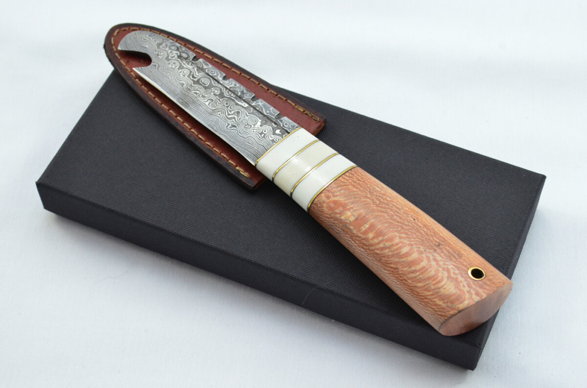 New Fantastic Genuine Laminate Handle Sgian Dubh Bottle Opener Damascus Steel Made in Sheffield England
