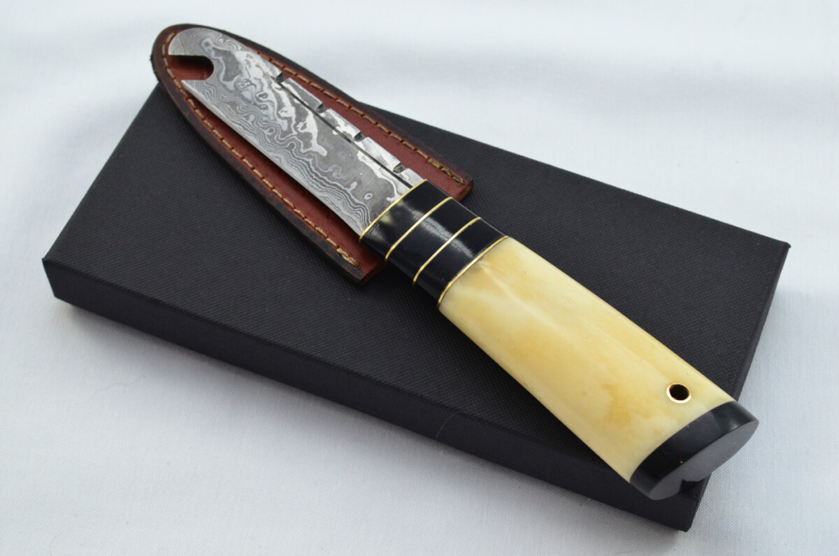 New Fantastic Genuine Laminate Handle Sgian Dubh Bottle Opener Damascus Steel Made in Sheffield England