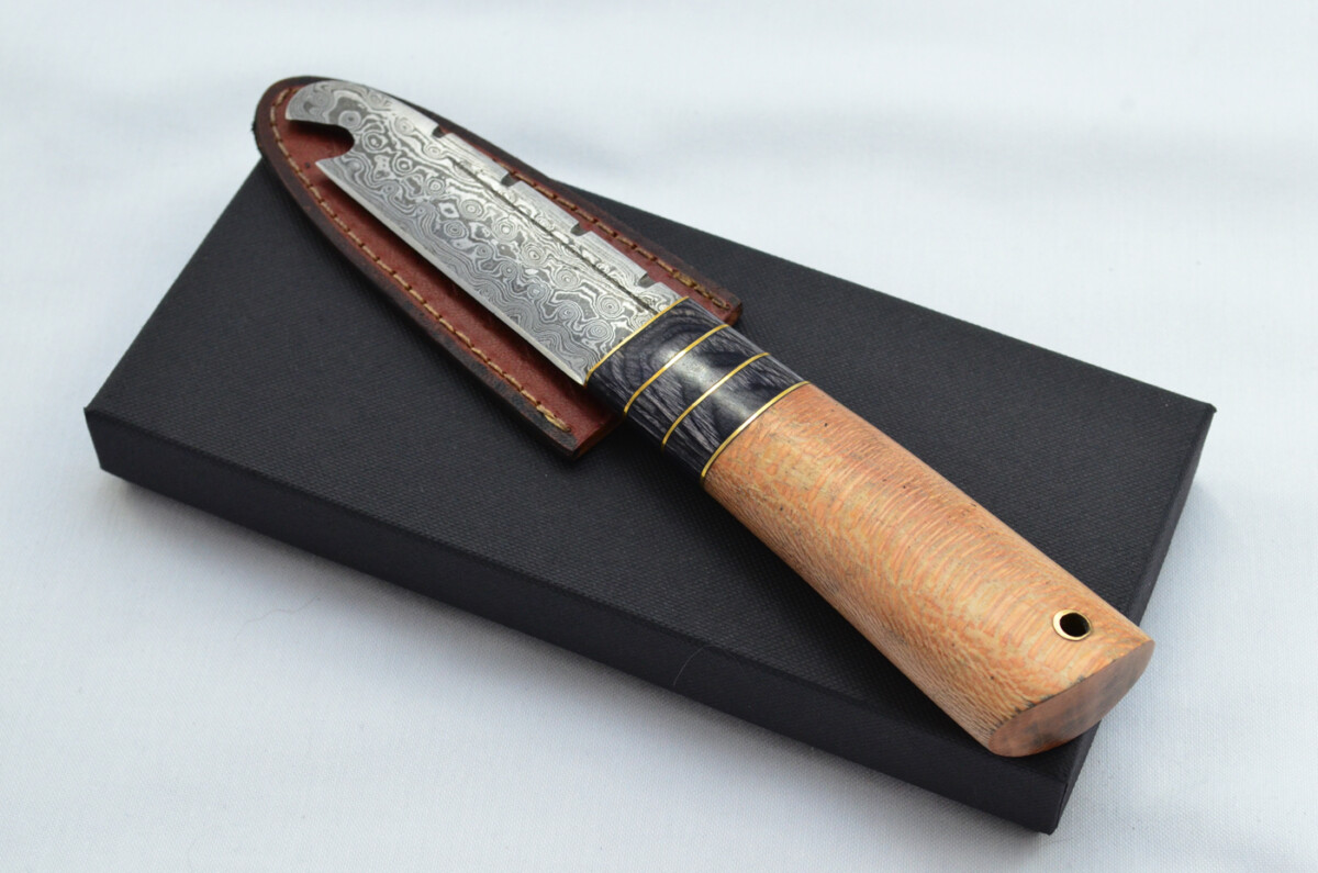 New Fantastic Genuine Laminate Handle Sgian Dubh Bottle Opener Damascus Steel Made in Sheffield England