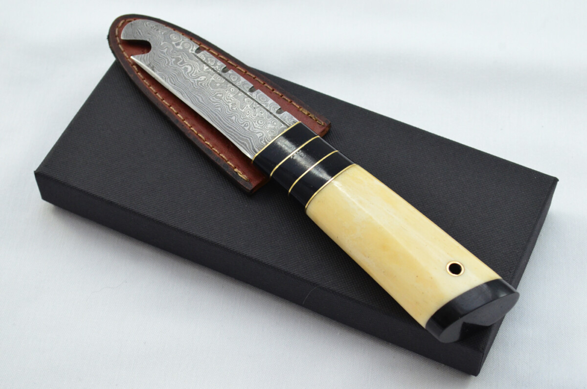 New Fantastic Genuine Laminate Handle Sgian Dubh Bottle Opener Damascus Steel Made in Sheffield England