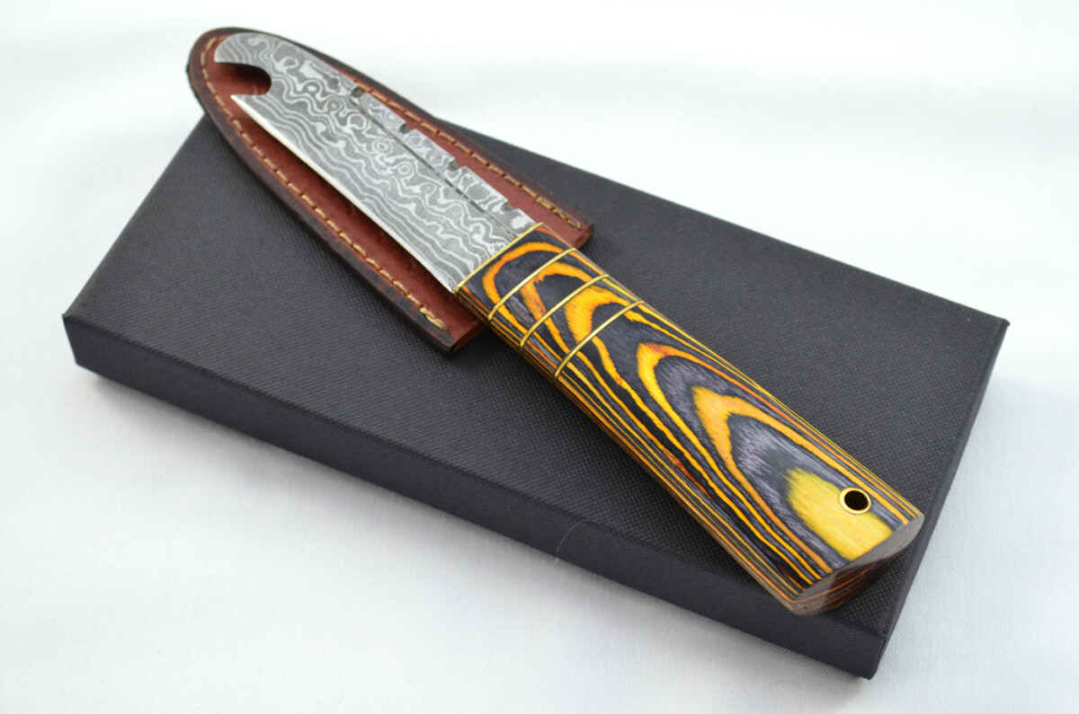 New Fantastic Genuine Laminate Handle Sgian Dubh Bottle Opener Damascus Steel Made in Sheffield England