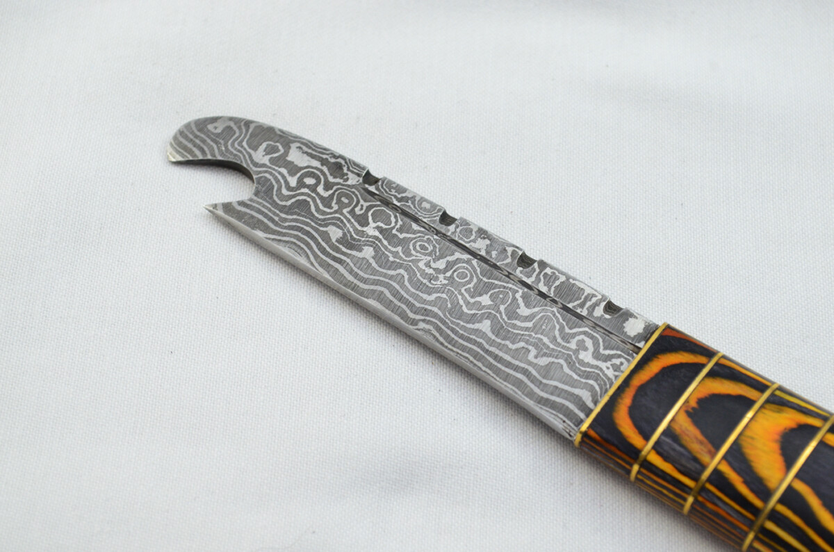New Fantastic Genuine Laminate Handle Sgian Dubh Bottle Opener Damascus Steel Made in Sheffield England - Image 4