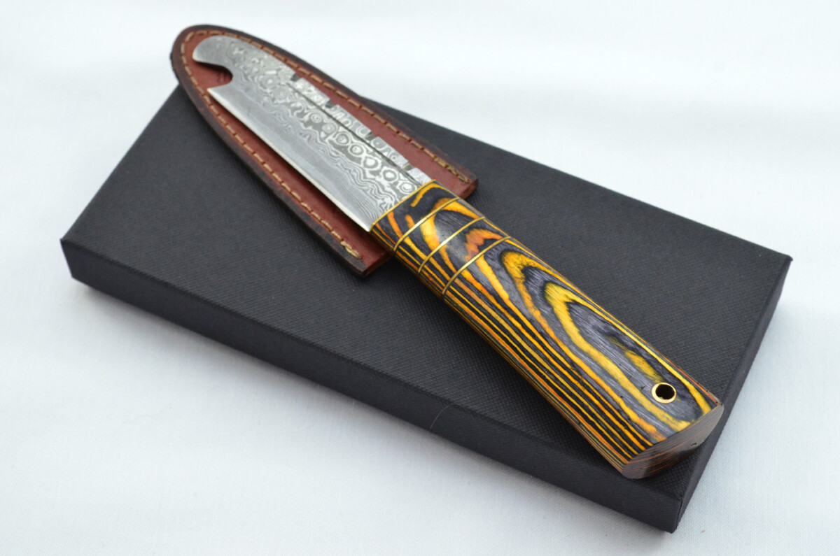 New Fantastic Genuine Laminate Handle Sgian Dubh Bottle Opener Damascus Steel Made in Sheffield England