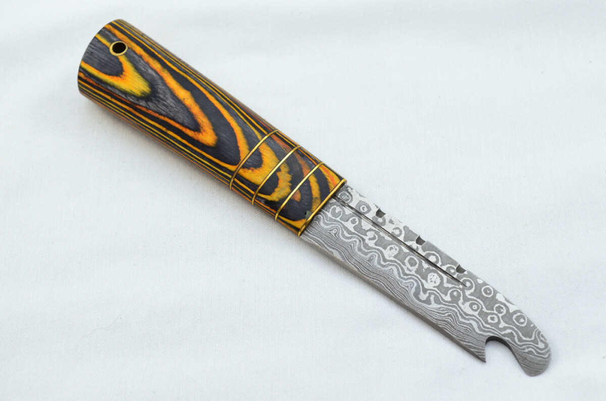 New Fantastic Genuine Laminate Handle Sgian Dubh Bottle Opener Damascus Steel Made in Sheffield England - Image 5