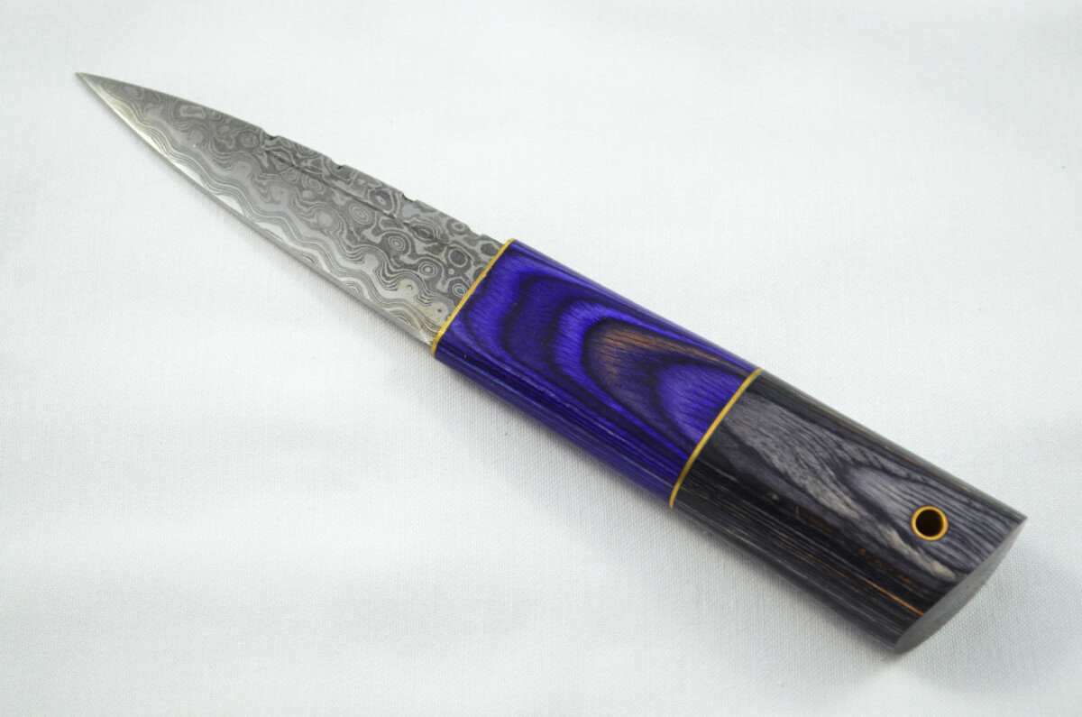 New Fantastic Coloured Laminate Sgian Dubh Damascus Steel Made in Sheffield England Superior Sheath inc Presentation Box - Image 2