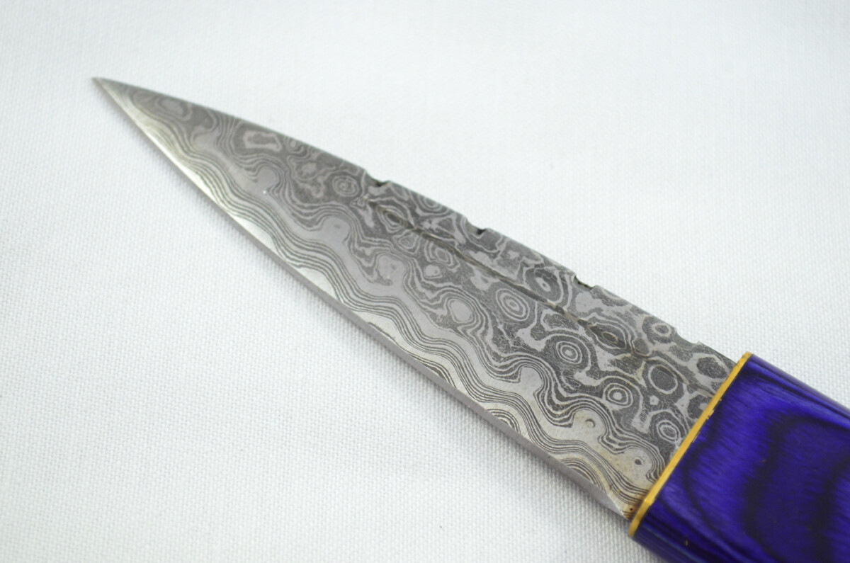 New Fantastic Coloured Laminate Sgian Dubh Damascus Steel Made in Sheffield England Superior Sheath inc Presentation Box - Image 3