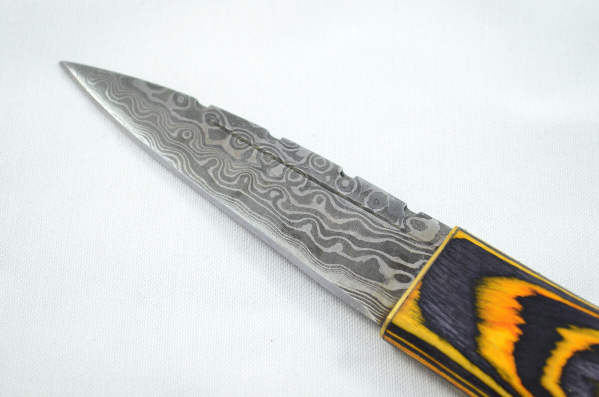 New Fantastic Coloured Laminate Sgian Dubh Damascus Steel Made in Sheffield England Superior Sheath inc Presentation Box - Image 3