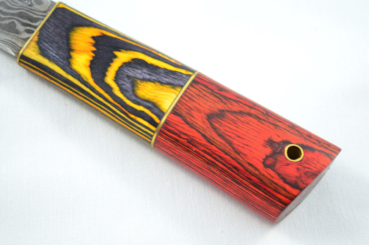 New Fantastic Coloured Laminate Sgian Dubh Damascus Steel Made in Sheffield England Superior Sheath inc Presentation Box - Image 4