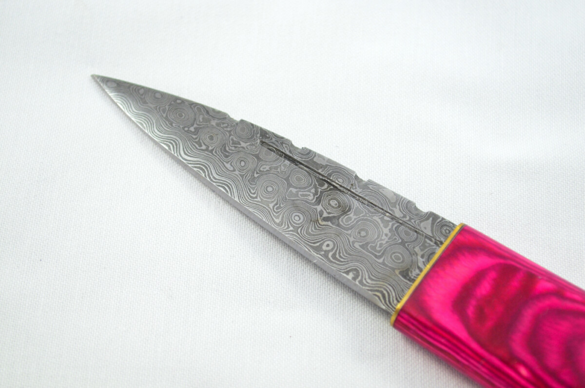 New Fantastic Coloured Laminate Sgian Dubh Damascus Steel Made in Sheffield England Superior Sheath inc Presentation Box - Image 3