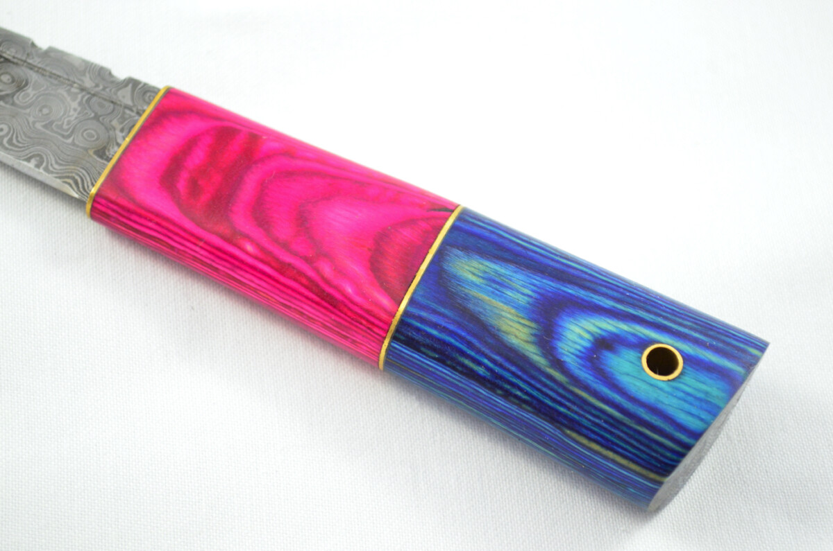 New Fantastic Coloured Laminate Sgian Dubh Damascus Steel Made in Sheffield England Superior Sheath inc Presentation Box - Image 5