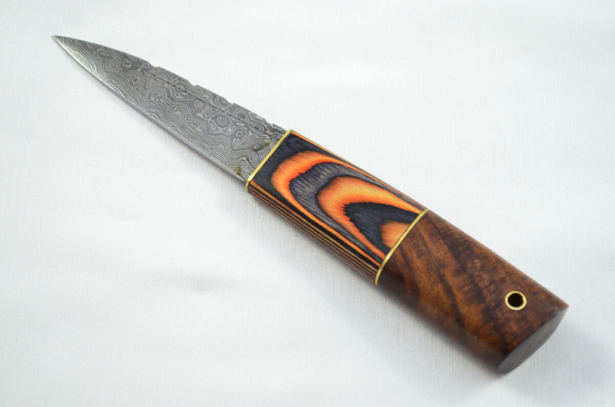 New Fantastic Coloured Laminate Sgian Dubh Damascus Steel Made in Sheffield England Superior Sheath inc Presentation Box - Image 2