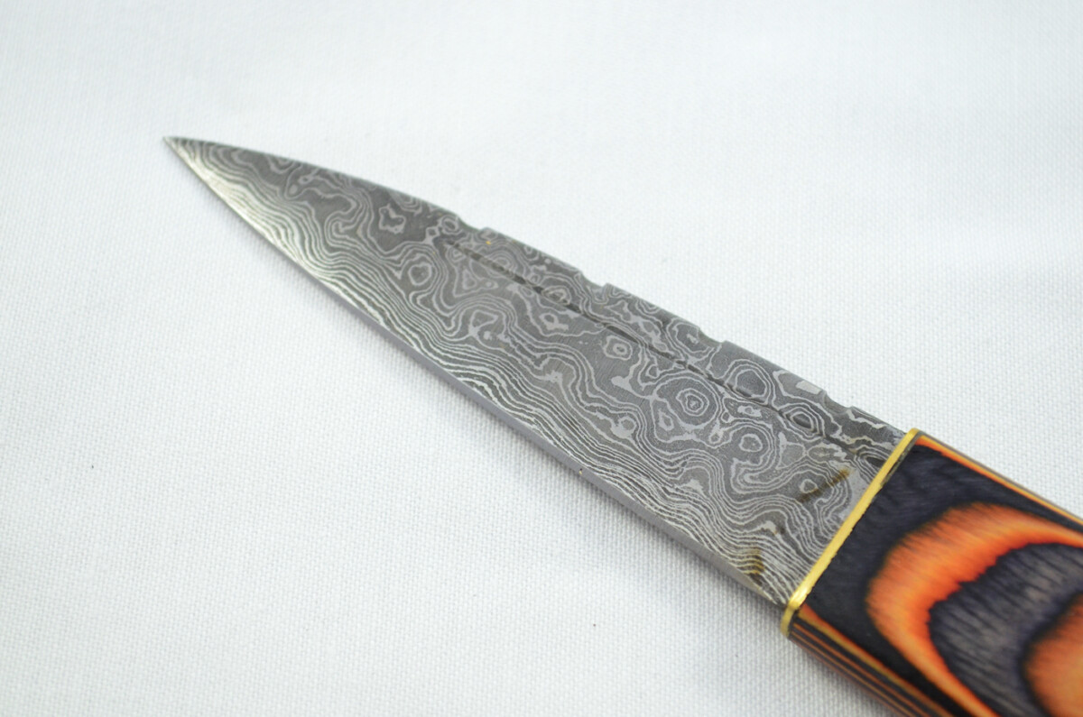 New Fantastic Coloured Laminate Sgian Dubh Damascus Steel Made in Sheffield England Superior Sheath inc Presentation Box - Image 3