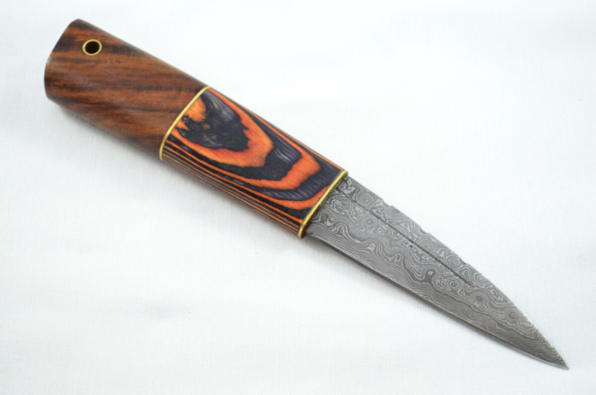 New Fantastic Coloured Laminate Sgian Dubh Damascus Steel Made in Sheffield England Superior Sheath inc Presentation Box - Image 5