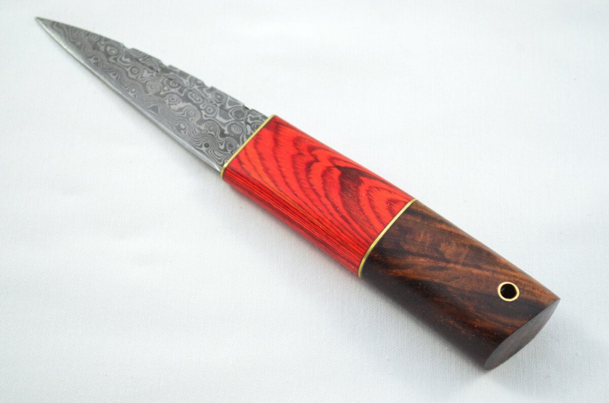 New Fantastic Coloured Laminate Sgian Dubh Damascus Steel Made in Sheffield England Superior Sheath inc Presentation Box - Image 5