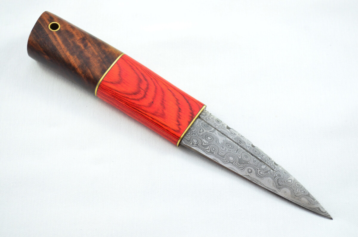 New Fantastic Coloured Laminate Sgian Dubh Damascus Steel Made in Sheffield England Superior Sheath inc Presentation Box - Image 3